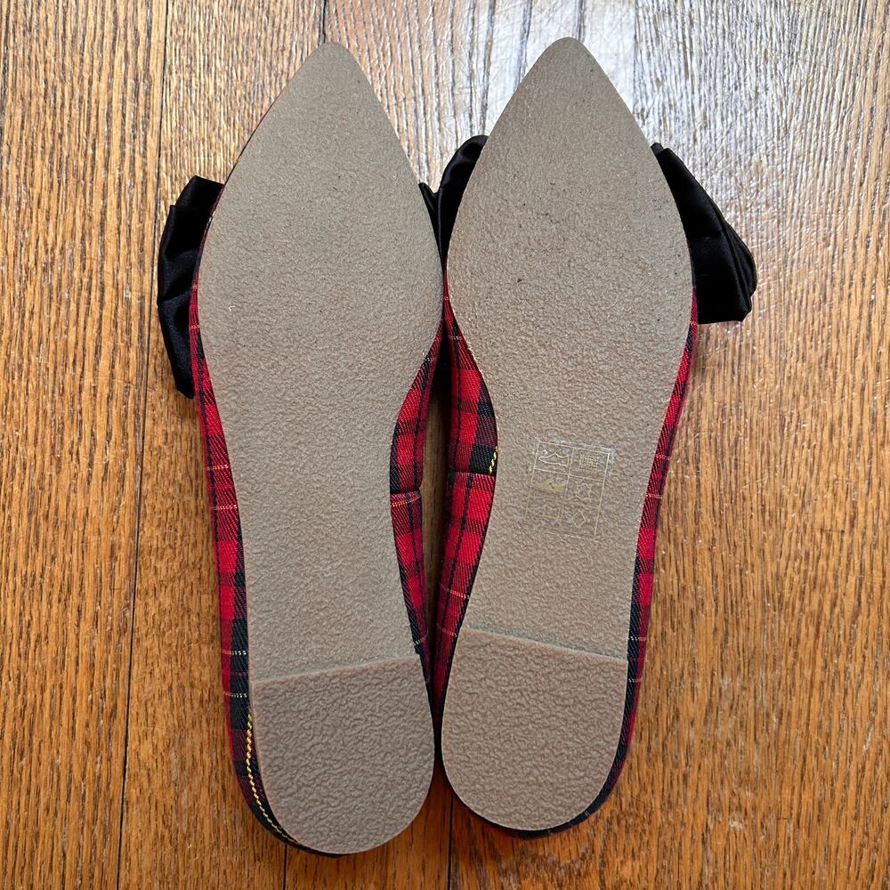 Jack Rogers Debra Tartan Plaid Bow Pointed Toe Ballet Flats Shoes Size 6 Holiday - Picture 6 of 7